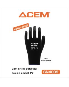 Gant nitrile polyester paume enduits GN4009 - 1 Pair - ACEM