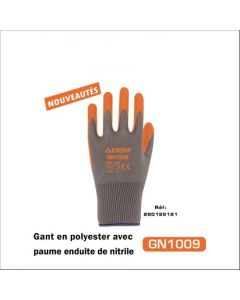 Gants en polyester enduits nitrile GN1009 gris & orange - ACEM