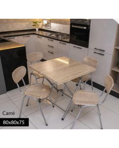 Pack table carre 80*80*75+4 chaises en acier