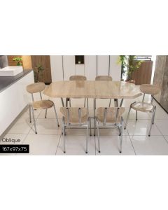 Pack table oblique 167*97*75+ 6chaises en acier