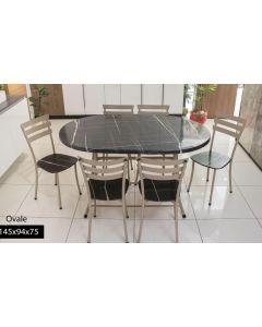 Pack table ovale145*94*75 + 6chaises en acier