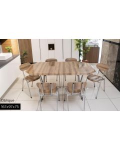 Pack table oblique 167*97*75+ 6chaises en acier