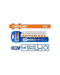 Jeux de  Douilles avec clé a cliquet WADFOW WST4212 - 1/4 clé -12 Douilles