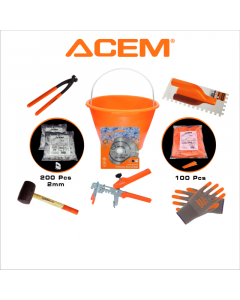 Lot d'outils de maçonnerie T2 - 9 piéces orange et noir - ACEM