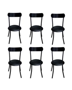 Lot de 6 Chaises avec Socle - Acier - Noir