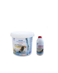 Pack Crystal Clear : Chlore multifonctions Galet 200 Gr 5 KG + Floculant 1L