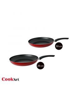 Lot de 2 Poêles 26 cm + 30cm - Antiadhésive - Sélection - Rouge Cook'art