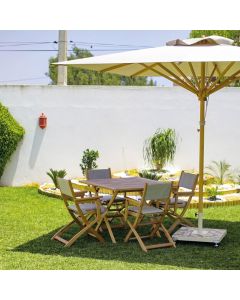 Pack parasol circulaire 3 mètres + 4 chaises avec accoudoirs + table 100 - EL'Mdhalla