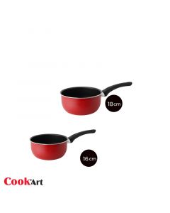 Lot de 2 Casseroles 16cm + 18cm - Rouge - Cook'art