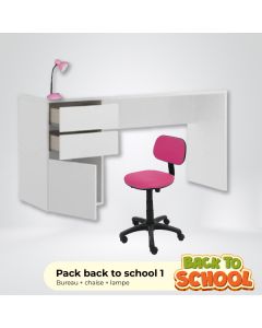 PACK BACK TO SCHOOL 1 - ROSE (Bureau + chaise + lampe)