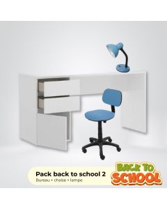 PACK BACK TO SCHOOL 2 - BLEU (Bureau + chaise + lampe)