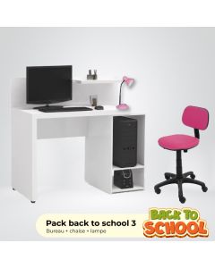 PACK BACK TO SCHOOL 3 - ROSE (Bureau+ chaise+ lampe)