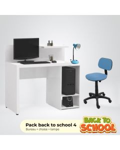 PACK BACK TO SCHOOL 4 - BLEU (Bureau + chaise + lampe) 