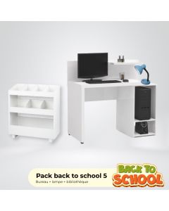 PACK BACK TO SCHOOL 5 - BLEU (Bureau + bibliothèque + lampe)