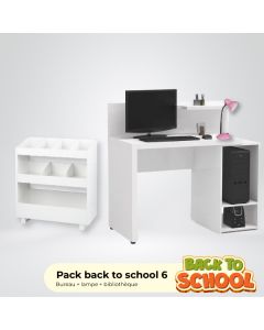 PACK BACK TO SCHOOL 6 - ROSE (Bureau + bibliothèque + lampe)