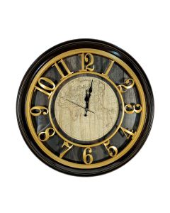 Horloge Mural - Marron et Doré - Diamètre: 45 Cm