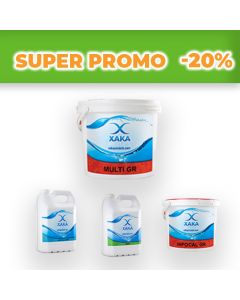 Nouveau Kit nettoyage 4 en 1 chlore multi-actions 5kg, algicide 1 litre, chlore granulé 1kg, floculant 1 litre - XAKA