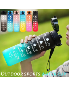 Thermos - Bouteille d'Eau avec Marqueur de Temps et Filtre - 900ml - Bleu Noir