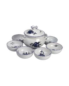 Mémépoterie service à soupe /chorba 8 pièces khela bleu
