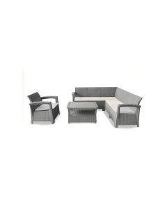 SOFPINCE - Salon jardin de coin  Syphax  5 p + 1 fauteuil  gris