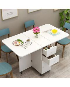 Table pliable blanc avec tiroirs - 130*85*60