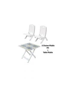 SOTUFAB - Pack 2 mini chaises pliable +Table Basse  Pliante Plastique                                             