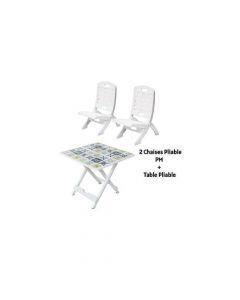 SOTUFAB - Pack 2 mini chaises pliable + Table Basse Pliante Plastique