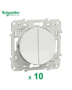 Lot de 10 Double va et vient Blanc - Odace - 10 A - Schneider Electric 