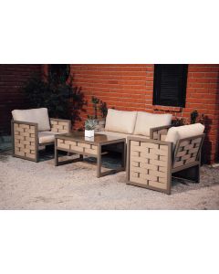 Salon Moderne ICCI - Canapé 2 places 1,50m, Fauteuil 77 cm, Table 1,60m