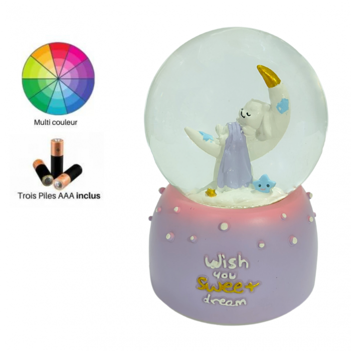 Boule de Neige Musical Avec Lumière RGB - 13 X 8 Cm - PILES INCLUS