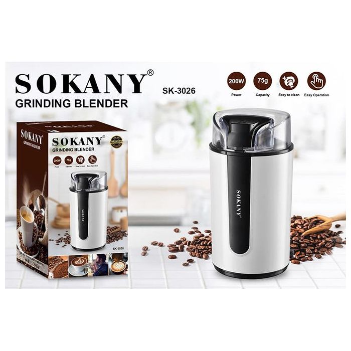 Moulin à café électrique Sokany Sk 3026 - 200W - Noir en inox