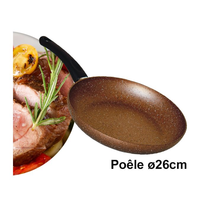 Batterie  de cuisine 10 pièces en granite EL GUSTO BY COOK'ART - Champagne foncé