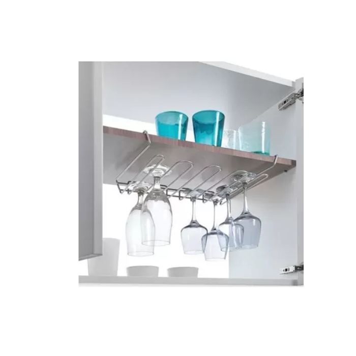 Porte-Verres à Pied Suspendu 5 Rangées 28 Cm – Support Verres à Vin Acier Inoxydable, Bar & Cuisine